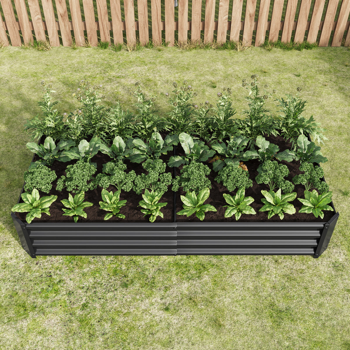 Raised Garden Bed Outdoor, 6×3×1ft , Metal RaisedRectangle Planter Beds for Plants, Vegetables, and Flowers - Black W84091002-djyc