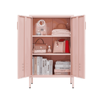 Pink Steel Double Door Cabinet with Handles, With Removable Dividers and Adjustable Height. Suitable for Living Room, Office, Bedroom, Study and Other Places. W328P195208-djyc