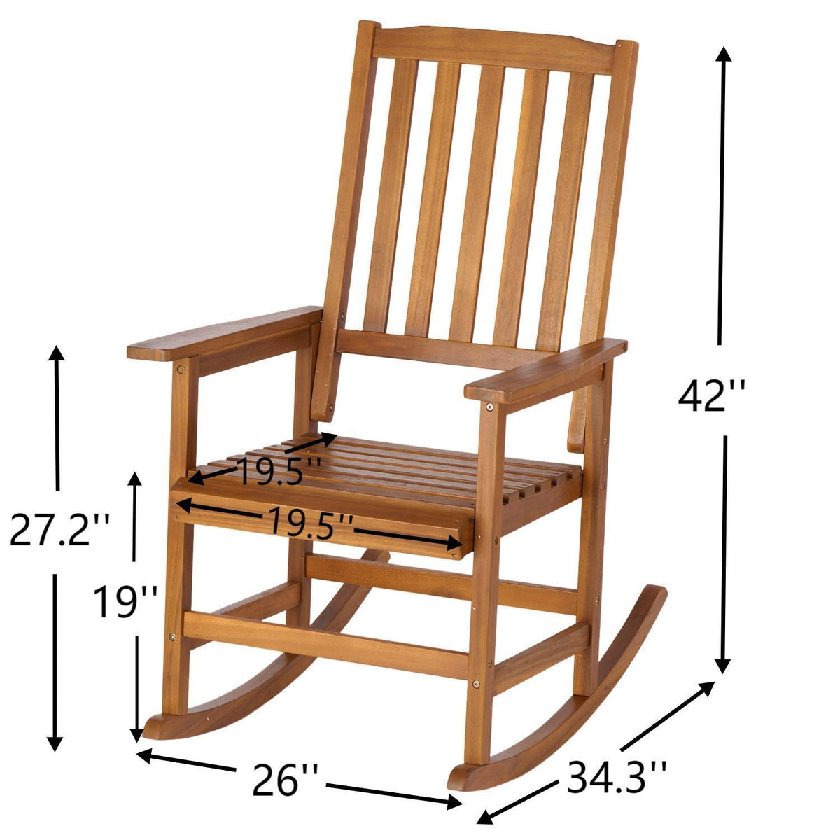 Acacia Indoor Rocking Chair, Outdoor Solid Wood Patio Furniture New Style Light Brown W2640P209680-djyc