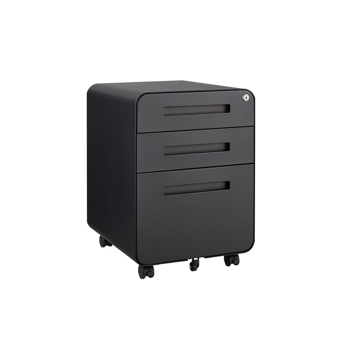 3 Drawer Mobile File Cabinet Under Desk Office,Simple Style Versatile Storage Cabinet for Legal/Letter/A4 Files, 5 Wheel Design Anti-Tilting Cold Rolled Steel Waterproof Moisture-Proof Black W124782438-djyc