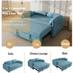 Sofa Showcase: 54" Velvet Blue Sofa Bed – A Dual-Purpose Living Room Gem with a Retractable Bed Option W1278127958-djyc