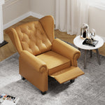 Modern Tufted Push Back Armchair Technical Leather Chair, Adjustable Single Sofa Chair with Sturdy Wood Legs for Bedroom, Living Room, Small Space(Color:ORANGE) W1669P205991-djyc
