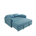 Sofa Showcase: 54" Velvet Blue Sofa Bed – A Dual-Purpose Living Room Gem with a Retractable Bed Option W1278127958-djyc