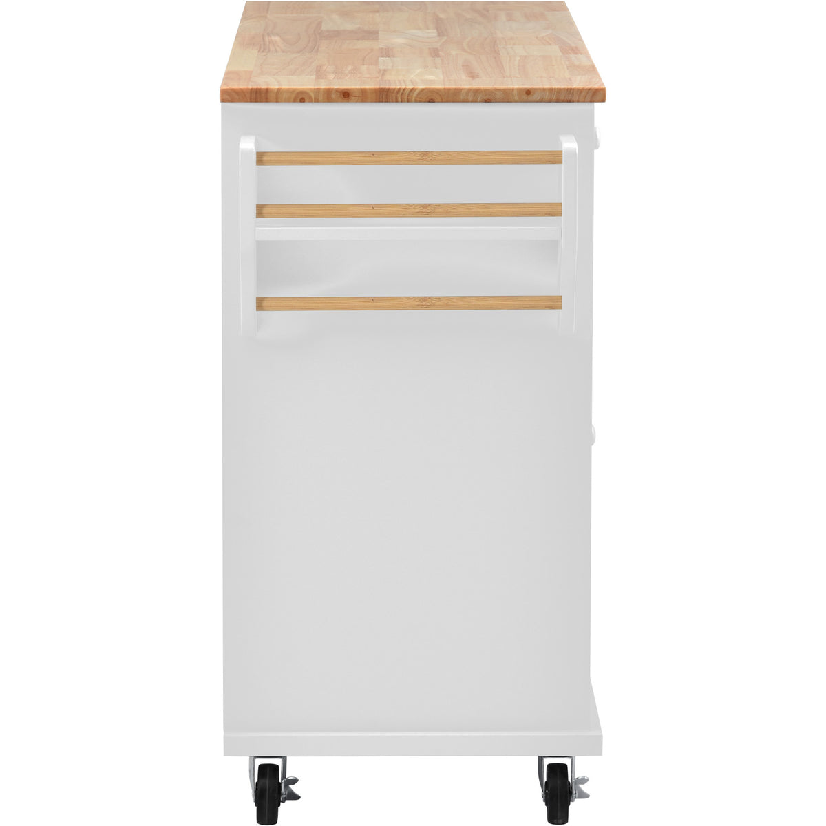 Kitchen cart with Rubber wood desktop rolling mobile kitchen island with storage and 5 draws 53 Inchlength(White) WF297003AAW-djyc