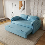 Sofa Showcase: 54" Velvet Blue Sofa Bed – A Dual-Purpose Living Room Gem with a Retractable Bed Option W1278127958-djyc