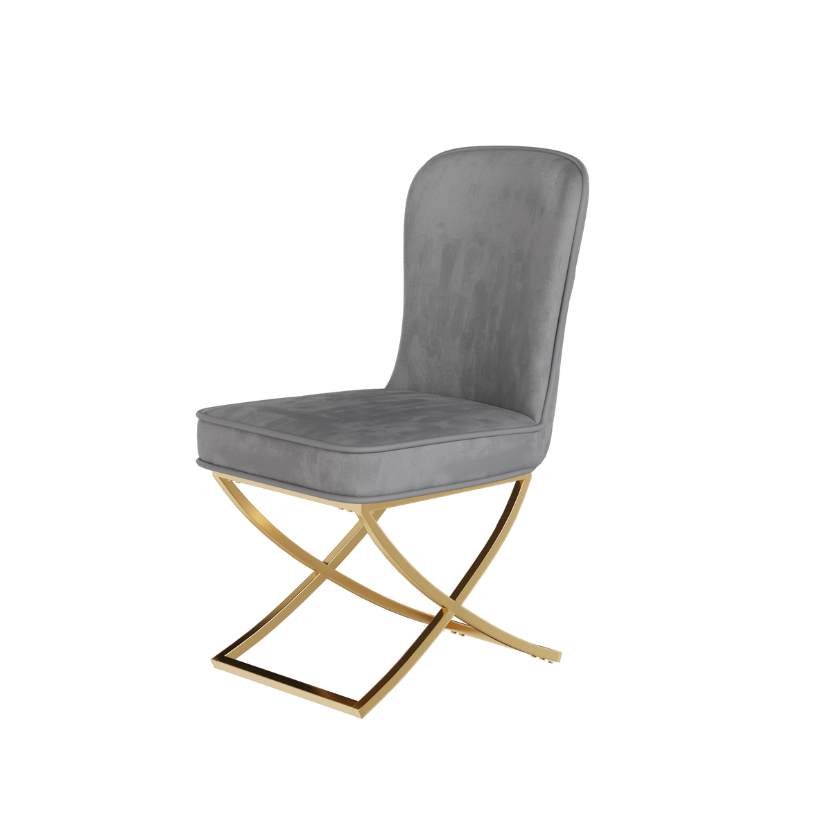 Dining Chair Set of 2, grey velvet Backrest and golden Metal legs.For Modern Kitchen Dining Room Chair for Kitchen Living Modern decorative Leisure chairs Office chairs W1727P195279-djyc