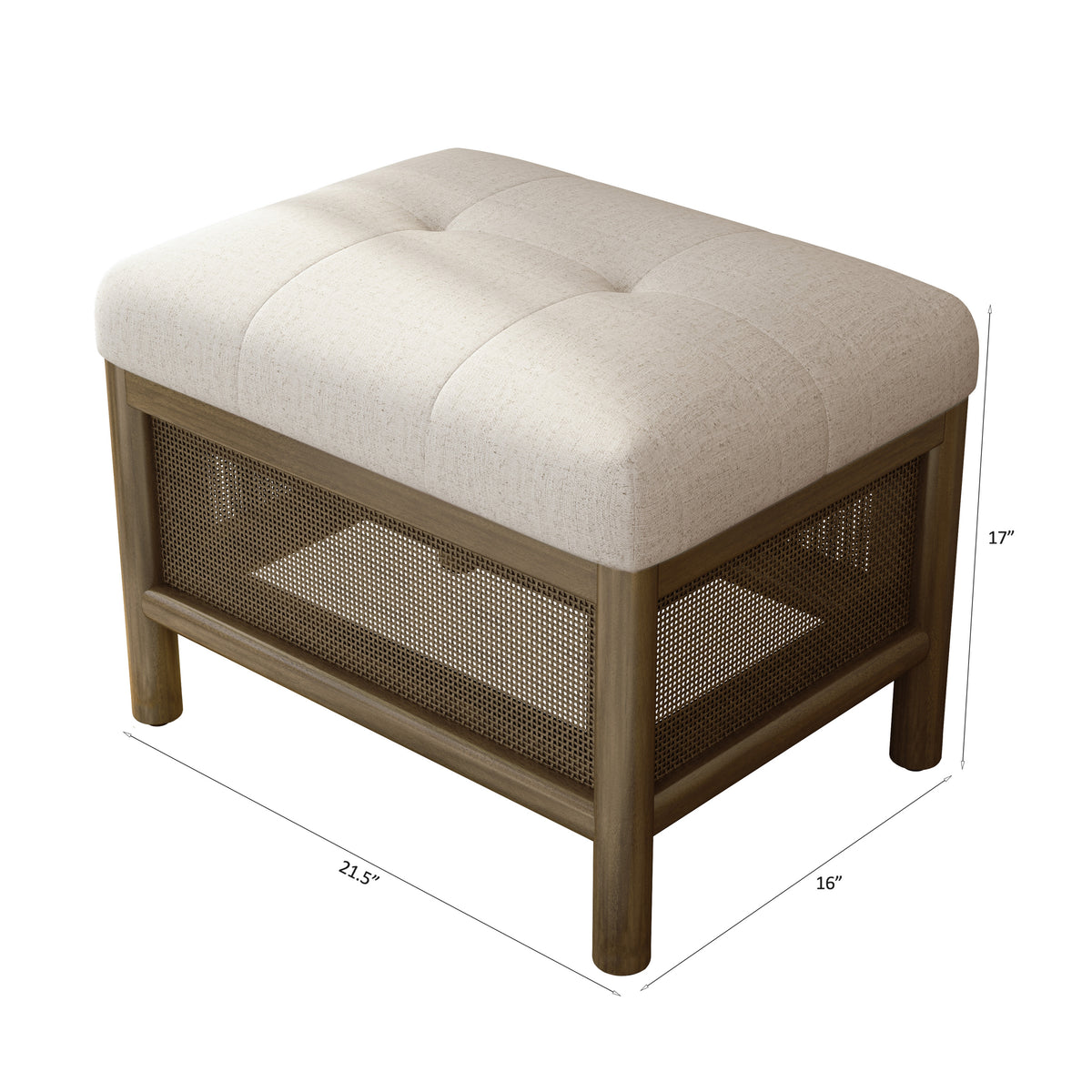 Cane Base Ottoman-Dark Walnut/Cream (21.5"*16"*17") W2336P182229-djyc