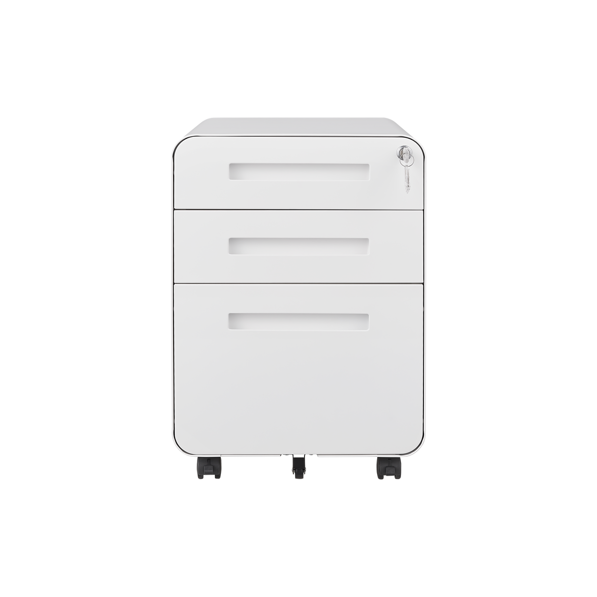 3 Drawer Mobile File Cabinet Under Desk Office,Simple Style Versatile Storage Cabinet for Legal/Letter/A4 Files, 5 Wheel Design Anti-Tilting Cold Rolled Steel Waterproof Moisture-Proof White W1247P145905-djyc