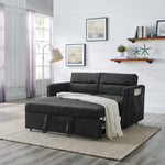 Loveseats Sofa Bed with Pull-out Bed,Adjsutable Back and Two Arm Pocket,Black (54.5'x33'x31.5') W48766865-djyc
