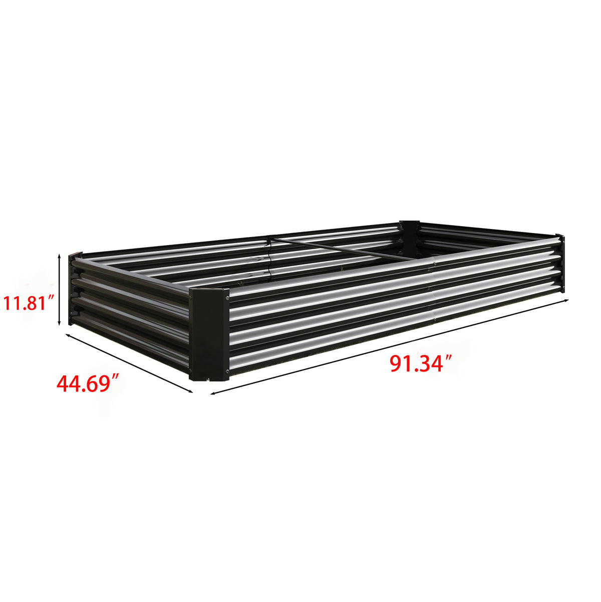 Raised Garden Bed Kit - Metal Raised Bed Garden 7.6x3.7x0.98ft for Flower Planters, Vegetables Herb Black W84090996-djyc