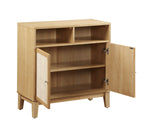 Buffet Cabinet with Storage,Storage Cabinet with Natural Rattan Decorated Doors,Rattan Cabinet with Adjustable Shelf,Sideboard for Living Room,Kitchen,Hallway,2 doors, storage, Natural W1998128705-djyc