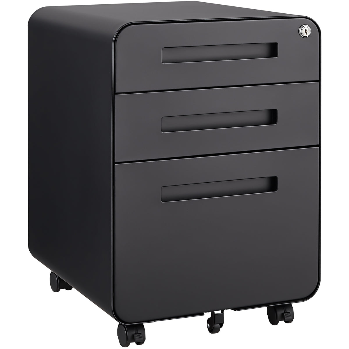 3 Drawer Mobile File Cabinet Under Desk Office,Simple Style Versatile Storage Cabinet for Legal/Letter/A4 Files, 5 Wheel Design Anti-Tilting Cold Rolled Steel Waterproof Moisture-Proof Black W124782438-djyc