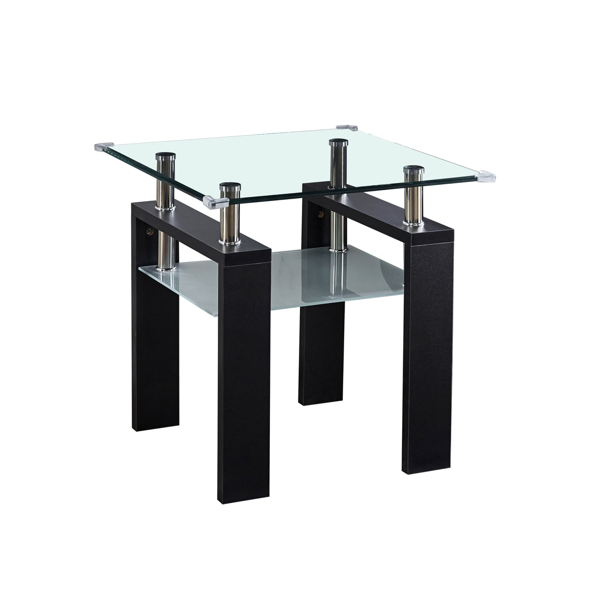 Clear Glass Top Side Table, 24"x24"x24" End Table, Modern Design For Home W124150435-djyc