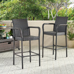 Modern Outdoor Bar Stool – Durable Polyethylene Rattan with Powder-Coated Metal Frame for Stylish Comfort 57113-djyc