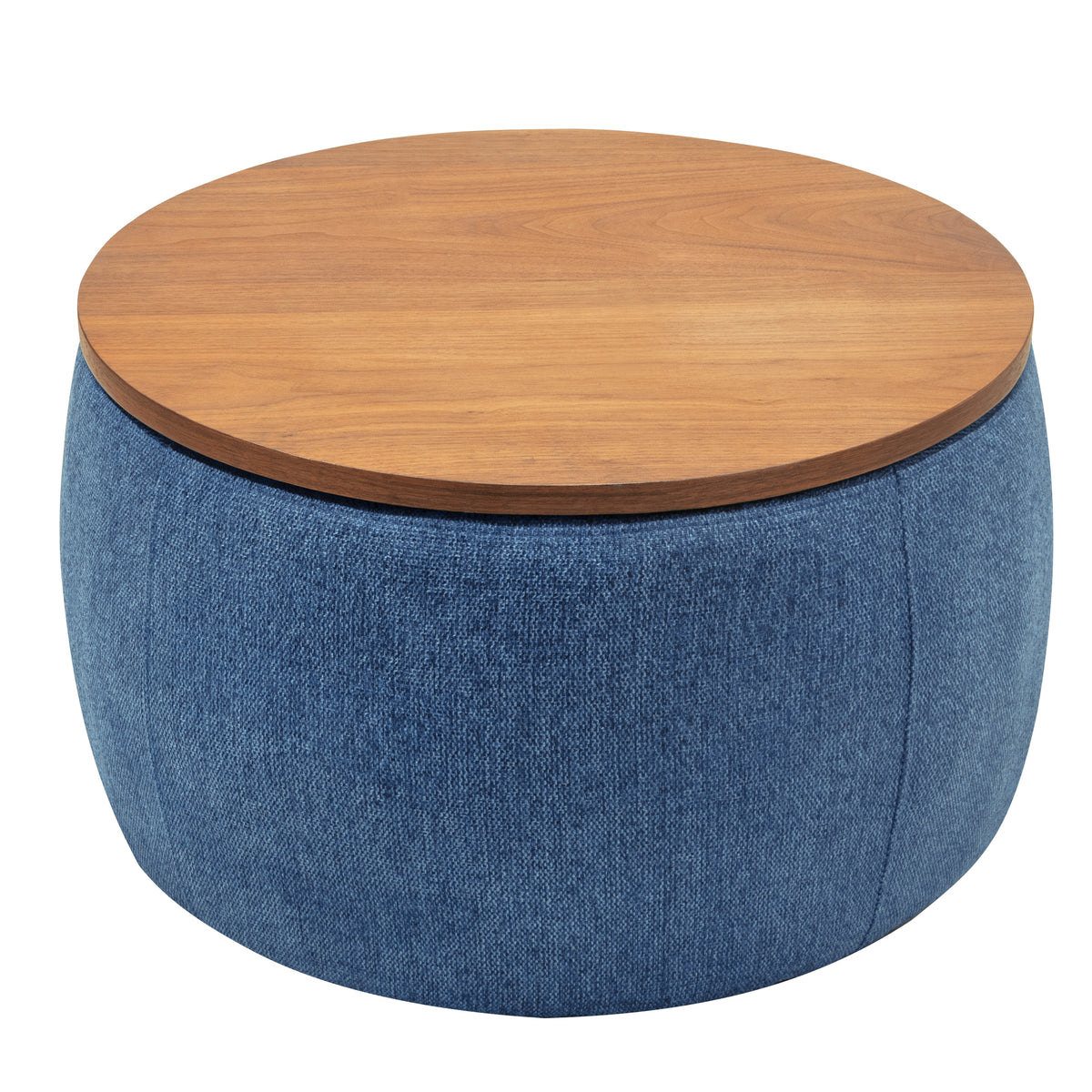 Round Storage Ottoman, 2 in 1 Function, Work as End table and Ottoman, Navy (25.5"x25.5"x14.5") W48735176-djyc