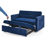 Loveseats Sofa Bed with Pull-out Bed,Adjsutable Back and Two Arm Pocket,Blue (54.5"x33"x31.5") W48766864-djyc