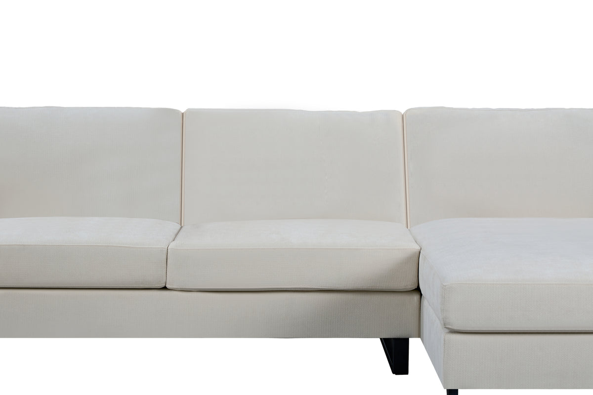 SOFA The best choice products upholstered sectional sofa for families, apartments, dormitories, award rooms, compact space with chaise longue, 3 seats, L-shaped design,off-white W1793S00004-djyc