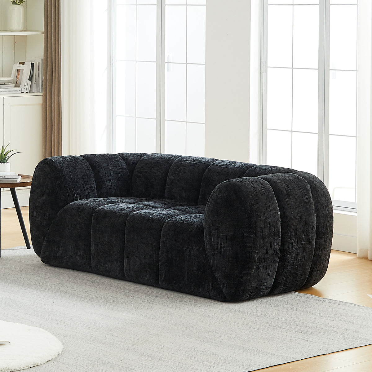 Chenille Pure Foam Sofa, Modern Quilted Cloud Sofa, Deep-Seat Chenille Pure Foam Sofa, Comfortable Modern Sofa, Suitable for Living Rooms, Bedrooms, and Apartments-W834P442227