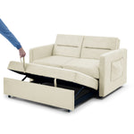 Loveseats Sofa Bed with Pull-out Bed,Adjsutable Back and Two Arm Pocket,Beige (54.5"x33"x31.5") W48766863-djyc