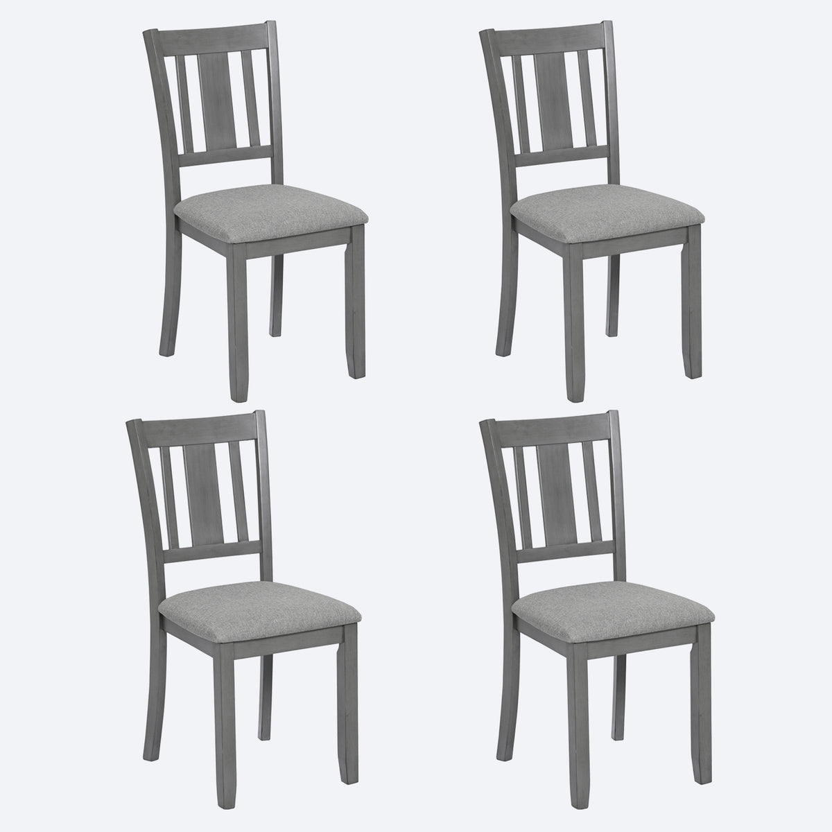 Wooden Dining Chairs Set of 4, Kitchen Chair with Padded Seat, Upholstered Side Chair for Dining Room, Living Room, Gray W1998126421-djyc