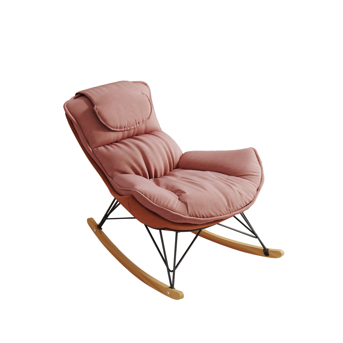 Leisure sofa single rocking chair, light luxury sofa chair, balcony leisure area single chair, comfortable and breathable characteristic chair, detachable and washable seat cushion (Color: Pink) W1669P152763-djyc