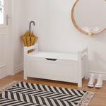 Kids Toy Box Chest, White Rubber Wood Toy Box for Boys Girls, Large Storage Cabinet with Flip-Top Lid/Safety Hinge, Toy Storage Organizer Trunk for Nursery, Playroom W808P171018-djyc