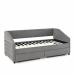 Twin Size Daybed with Two Drawers Trundle Upholstered Tufted Sofa Bed, Linen Fabric, Grey (82.5"x42.5"x34") W487S00165-djyc