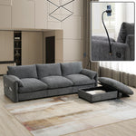 [VIDEO+NEW]96.5'' Chenille Sectional Sofa with Storage Ottoman and Pockets,Adjustable Phone Holder,Wide Seat,4 Seat L Shaped Couch Set,Comfy Sofa with USB Charger for Living Room,Apartment,3 Colors N723S9776E-djyc