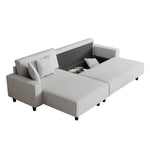Space-Saving 93-Inch Grey Corduroy Sofa Bed with Two Matching Pillows - Perfect for Living Room or Apartment, Ensuring a Neat and Uncluttered Space W1278S00025-djyc