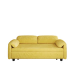 Dual-Purpose Velvet Sofa Bed: Elegant Yellow Sofa Transforms into a Retractable Bed for Your Living Room W1278P152680-djyc