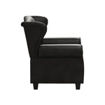 Modern Tufted Push Back Armchair Technical Leather Chair, Adjustable Single Sofa Chair with Sturdy Wood Legs for Bedroom, Living Room, Small Space(Color:Black) W1669P199585-djyc