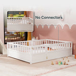 Full sizeFloor bed, integral construction with super high security barrier, door, children's floor bed frame, Montessori wooden children's floor bed, white W1858P164931-djyc