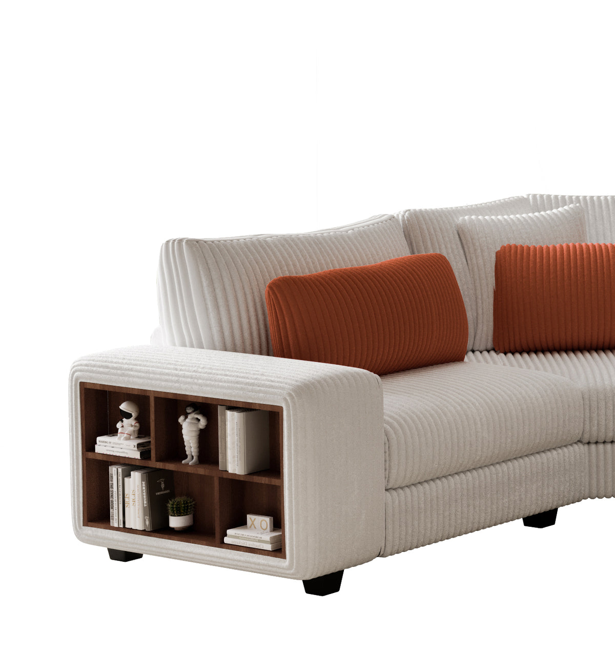 Modular Sectional L-shaped Sofa with Armrest Wooden Frame Locker, Stylish and Comfortable , Cream Style, Beige W1793S00009-djyc