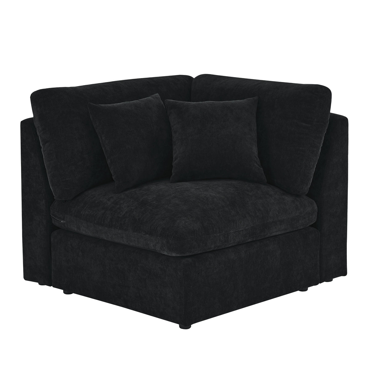 6-Seats Modular L-Shaped Sectional Sofa with Ottoman,10 Pillows, Oversized Upholstered Couch w/Removabled Down-Filled Seat Cushionfor Living Room, Chenille Black W487S00211-djyc