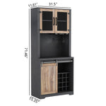 31 Inch Farmhouse Barn Door Bar Cabinet For Living Room, Dining Room W881S00003-djyc