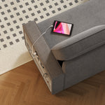 85.8" Pull Out Sleeper Sofa L-Shaped Couch Convertible Sofa Bed with Storage Chaise And Storage Racks,With USB Port And T-pyce Port W834S00268-djyc