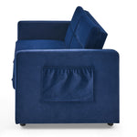 Loveseats Sofa Bed with Pull-out Bed,Adjsutable Back and Two Arm Pocket,Blue (54.5"x33"x31.5") W48766864-djyc