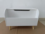 Wooden Toy Box, Kids Toy Storage Organizer with Front Bookshelf, Flip-Top Lid, Safety Hinge, Boys Girls Toy Chest Bench for Playroom Kids Room Organization (White) W808127560-djyc