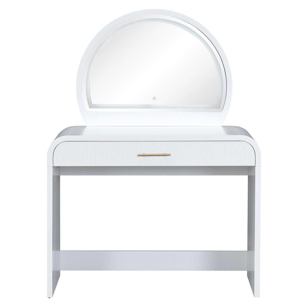 39" Makeup Vanity Table with Mirror Touch Screen Lighted Mirror, Dressing Table with Drawer for Bedroom, White N704P196658K-djyc