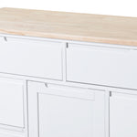 K&K Store Kitchen Cart with Rubber Wood Countertop , Kitchen Island has 8 Handle-Free Drawers Including a Flatware Organizer and 5 Wheels for Kitchen Dinning Room, White SK000002AAW-djyc
