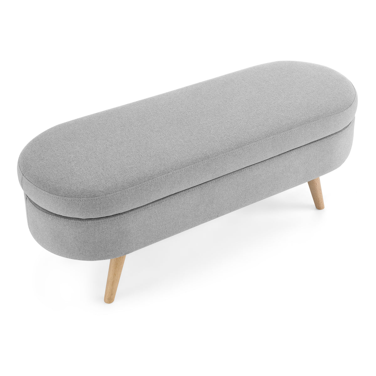 Ottoman Oval Storage Bench, Rubber Wood Legs, Grey(43.5"x16"x16") W48764884-djyc