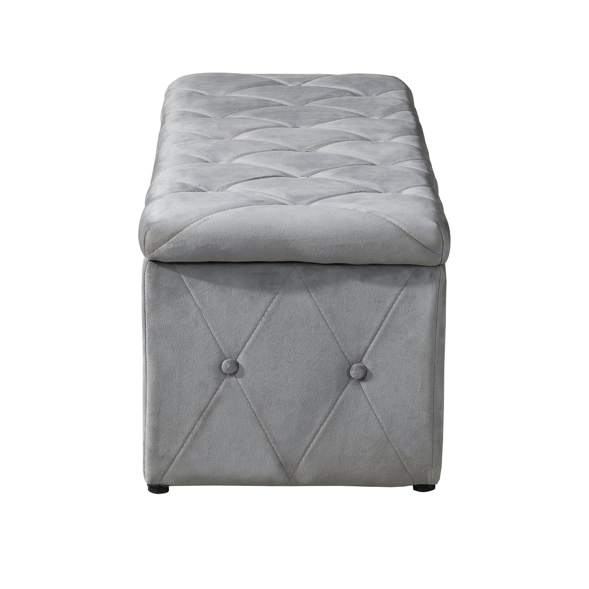 1 Piece Rectangular Storage Ottoman Short velvet with 2 Set Ottomans (Light Gray) W136060471-djyc