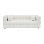 Sophisticated Comfort: Beige White Teddy Plush Sofa - 80 Inch, Perfect for Living Room or Bedroom, Includes Two Throw Pillows and Heavy-Duty Hardware Foot Support W1278141697-djyc