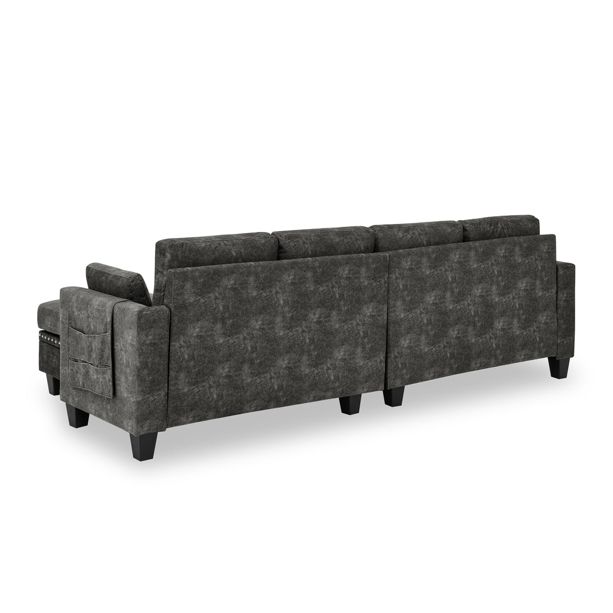 Sectional 3-Seaters Sofa ,Double-sided multi-functional footstool, storage mat , Non-slip leg, two pillows, Velvet, Dark grey W487S00236-djyc