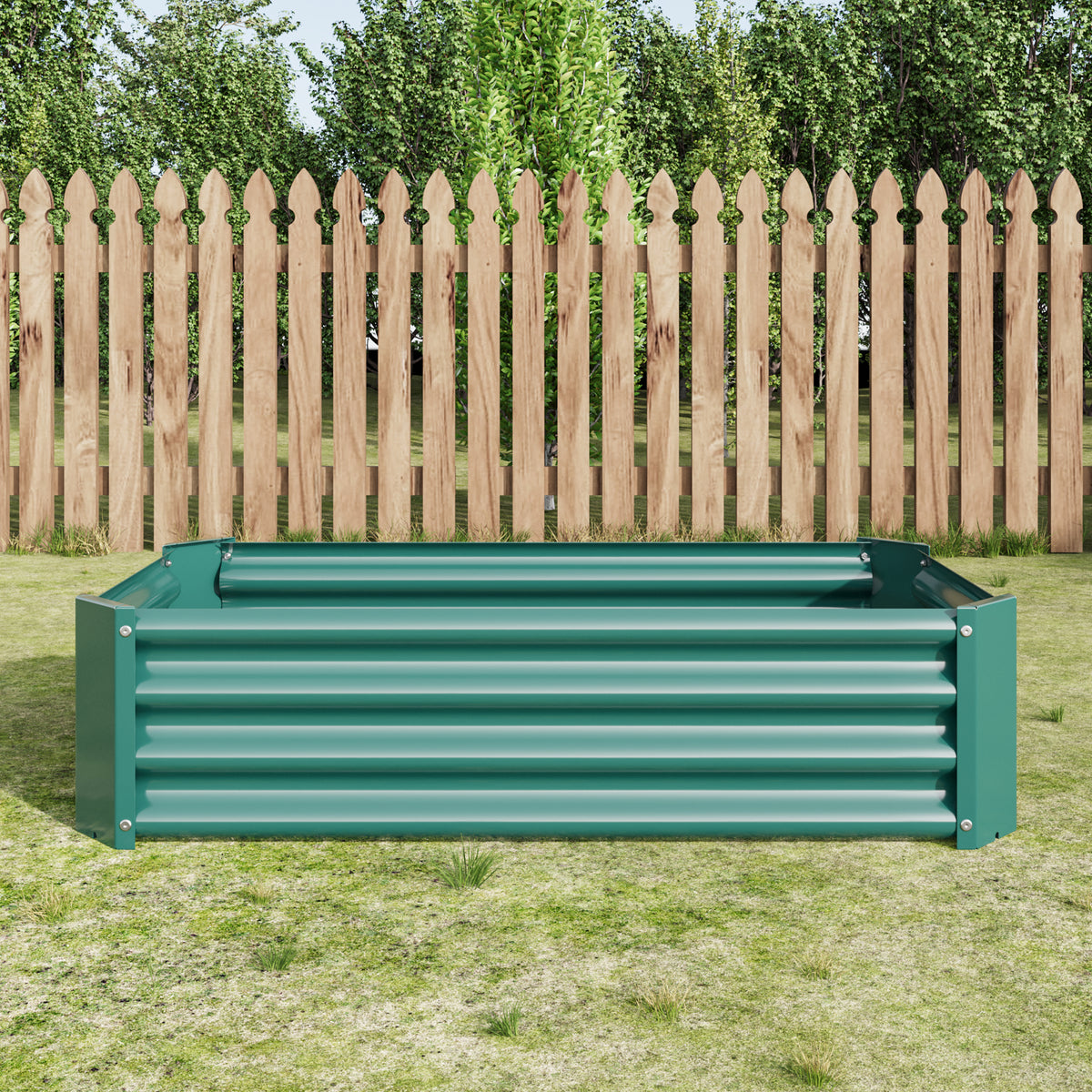 Metal Raised Garden Bed, Rectangle Raised Planter 4×2×1ftfor Flowers Plants, Vegetables Herb Veezyo Green W84091000-djyc