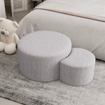 Upholstered Nesting Coffee Tables (Set of 2), Side Table, Footrest, Ottoman & Seat for Living Room Bedroom Entryway Office, Beige Yarn Dyed Fabric W1435P163393-djyc