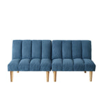 Corduroy fabric, wooden legs convertible sofa bed (Color:Blue) W1669P156117-djyc