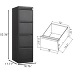 4 Drawer Vertical File Cabinet with Lock,Filing Cabinet, Metal Filing Cabinet for Home Office Organizer Storage Cabinet Letter Size/A4/Legal File W1247P173378-djyc