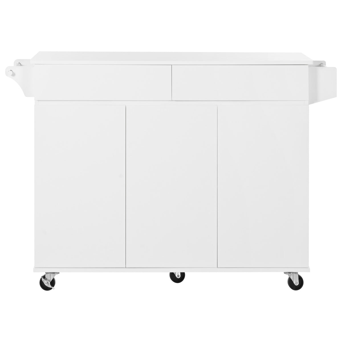 K&K 53.2''Kitchen Island with Drop Leaf, Kitchen Storage Cart with Spice Rack, Towel Rack and 2 Drawers, Rolling Kitchen Island on Wheels with Adjustable Shelves for Kitchen, Dining Room, White N707P173041W-djyc