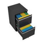 2 Drawer File Cabinet with Lock, Metal Under Desk Rolling Filing Cabinet fits Letter/Legal/A4 Size for Home Office, Mobile Filing Cabinet, Assemble Required, Black W1247125571-djyc